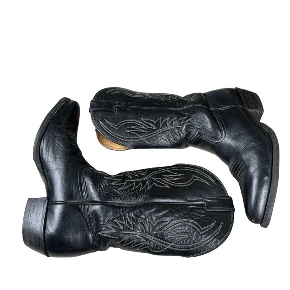 Vintage Chippewa Leather Embroidered Western Cowboy Black Boots Men's 11 D - Picture 11 of 14
